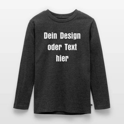 Teenager Premium Langarmshirt - personalisierbare Vorder- und Rückseite - Anthrazit meliert