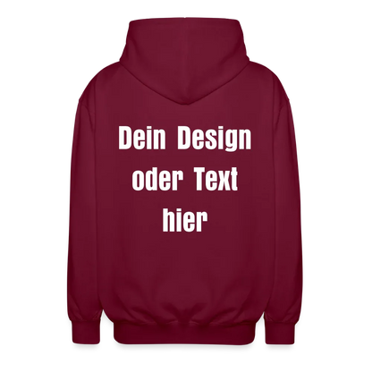 Unisex Kapuzenjacke - personalisierbare Vorder- und Rückseite - Bordeaux