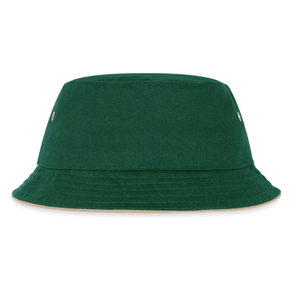 Kinder Bucket Hat - personalisierbar - Dunkelgrün/Beige