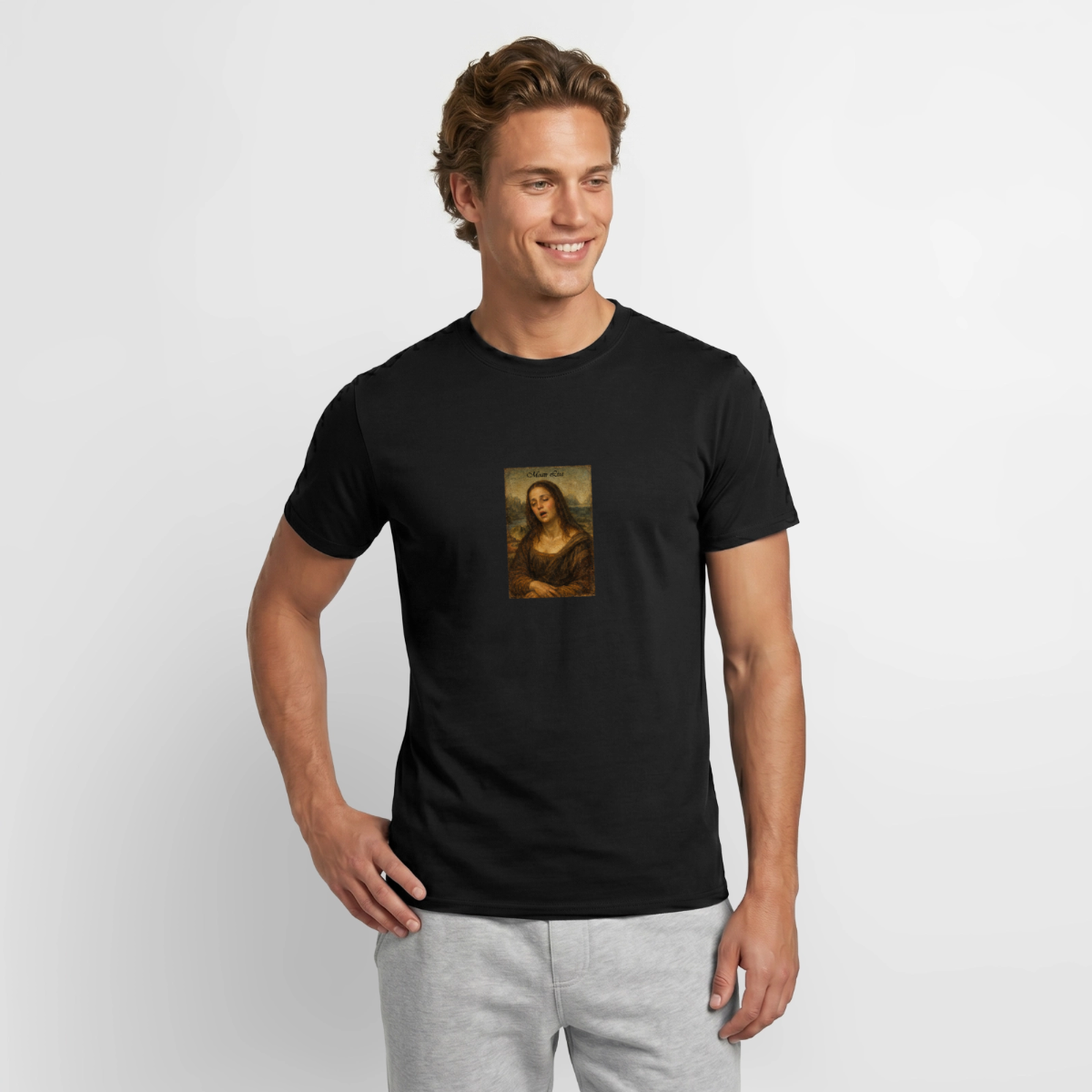Moan Lisa Motiv-T-Shirt für Männer, Farbe Schwarz, Model