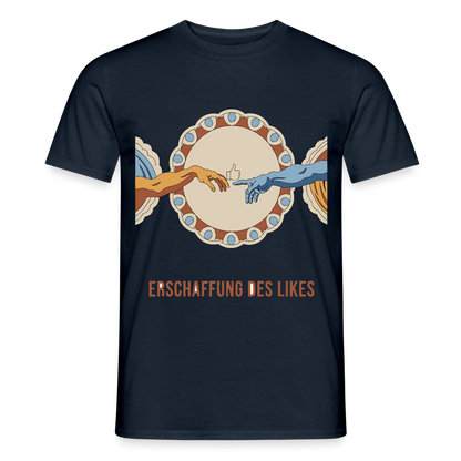 Erschaffung des Likes. Fresko-Motiv Motiv-T-Shirt für Männer, Farbe Navy