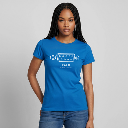 "RS-232, D-Sub 9-polig" Motiv-T-Shirt für Frauen, Farbe Royalblau