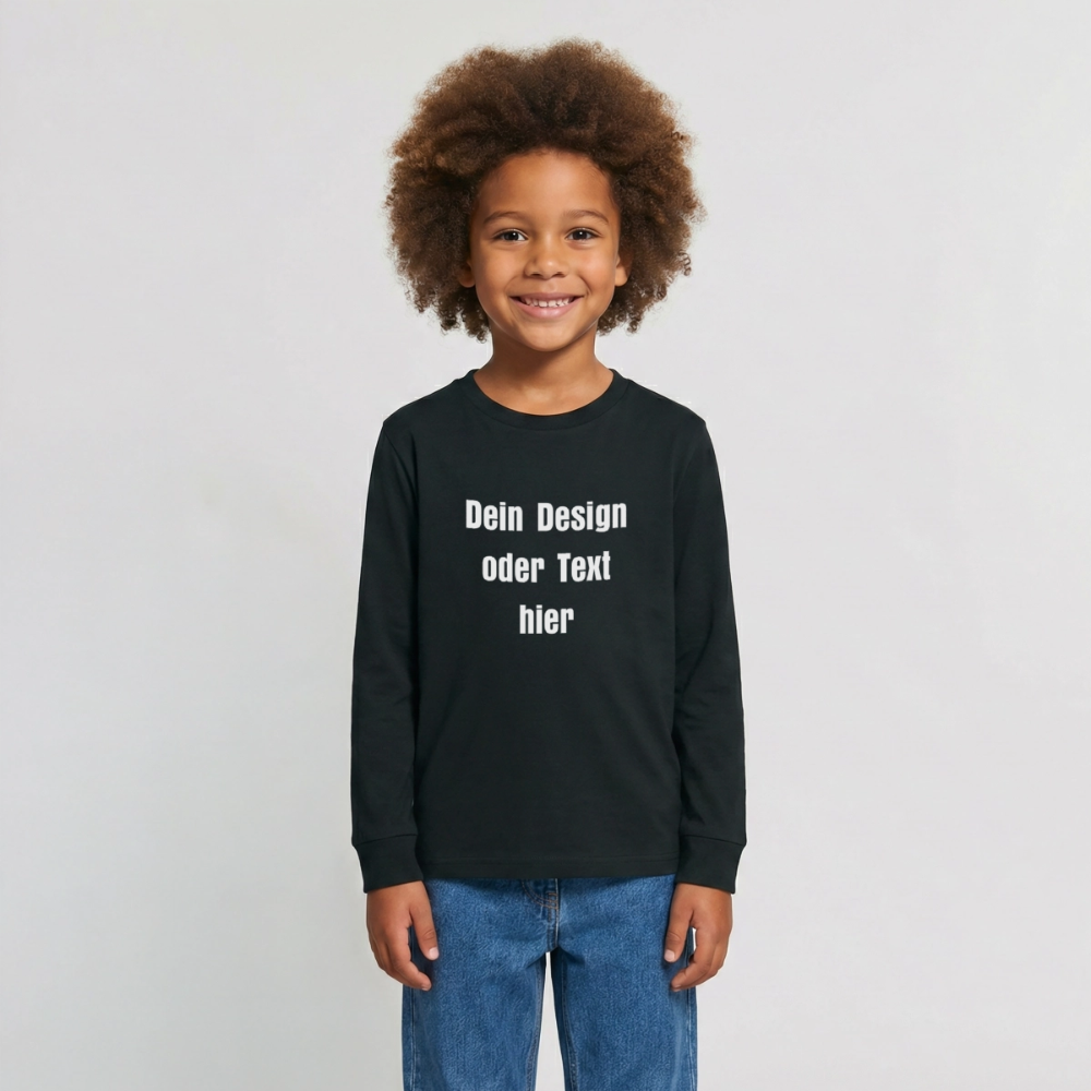 Teenager Premium Langarmshirt - personalisierbare Vorder- und Rückseite - Schwarz