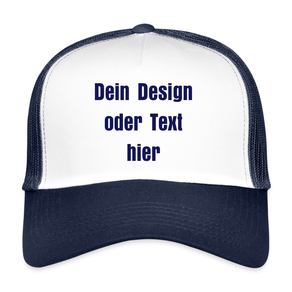 Trucker Cap - personalisierbar - Weiß/Navy