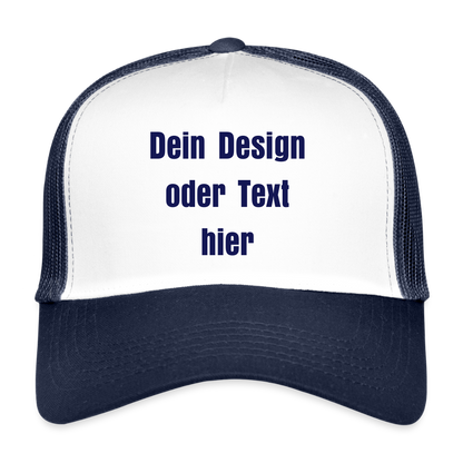 Trucker Cap - personalisierbar - Weiß/Navy