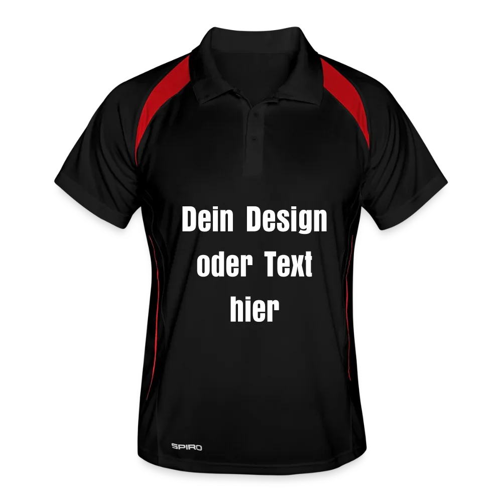 Männer Polo atmungsaktiv - personalisierbar - Schwarz/Rot