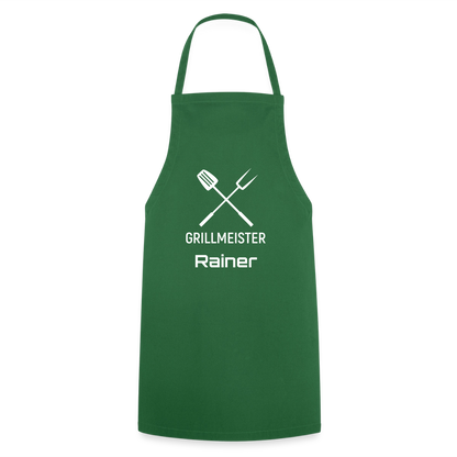 Koch- oder Grillschürze "Grillmeister" - personalisierbarer Name oder Text - Grün