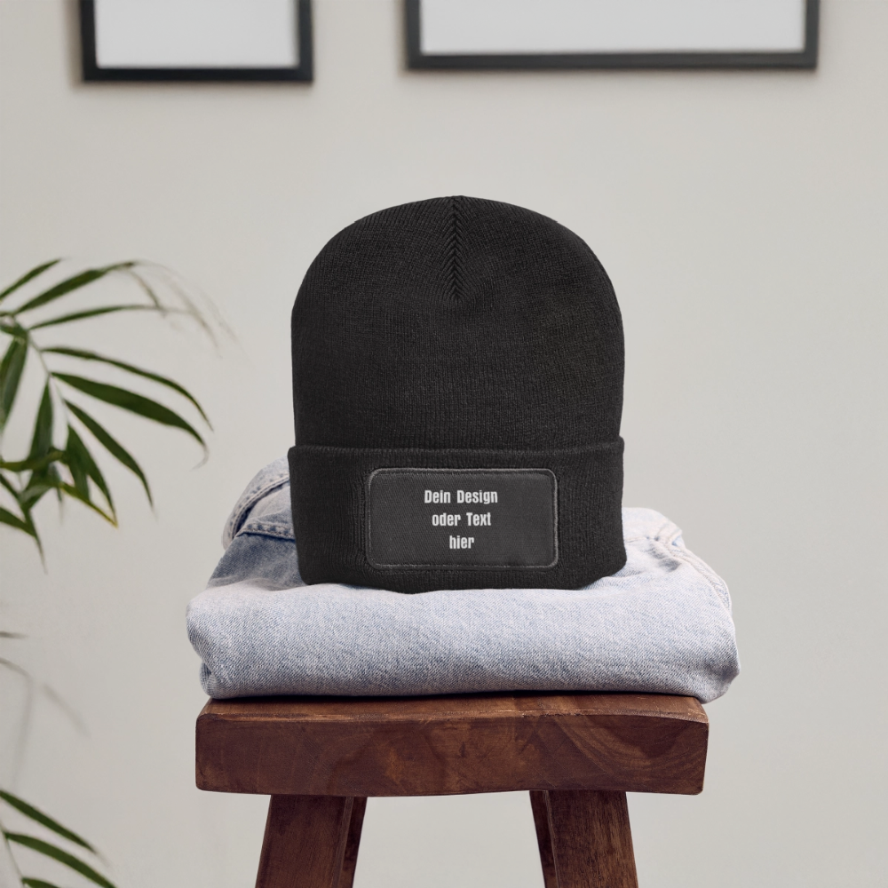 Recycelte Patch Beanie - personalisierbar - Dunkelgrau