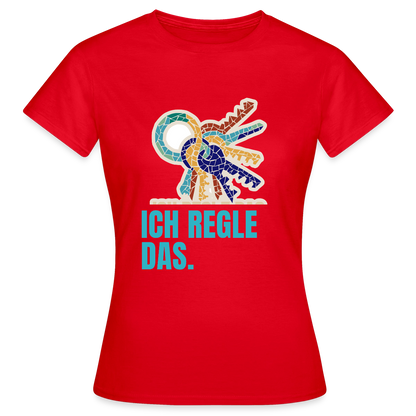 Ich regle das. Mosaik-Motiv Motiv-T-Shirt für Frauen, Farbe Rot