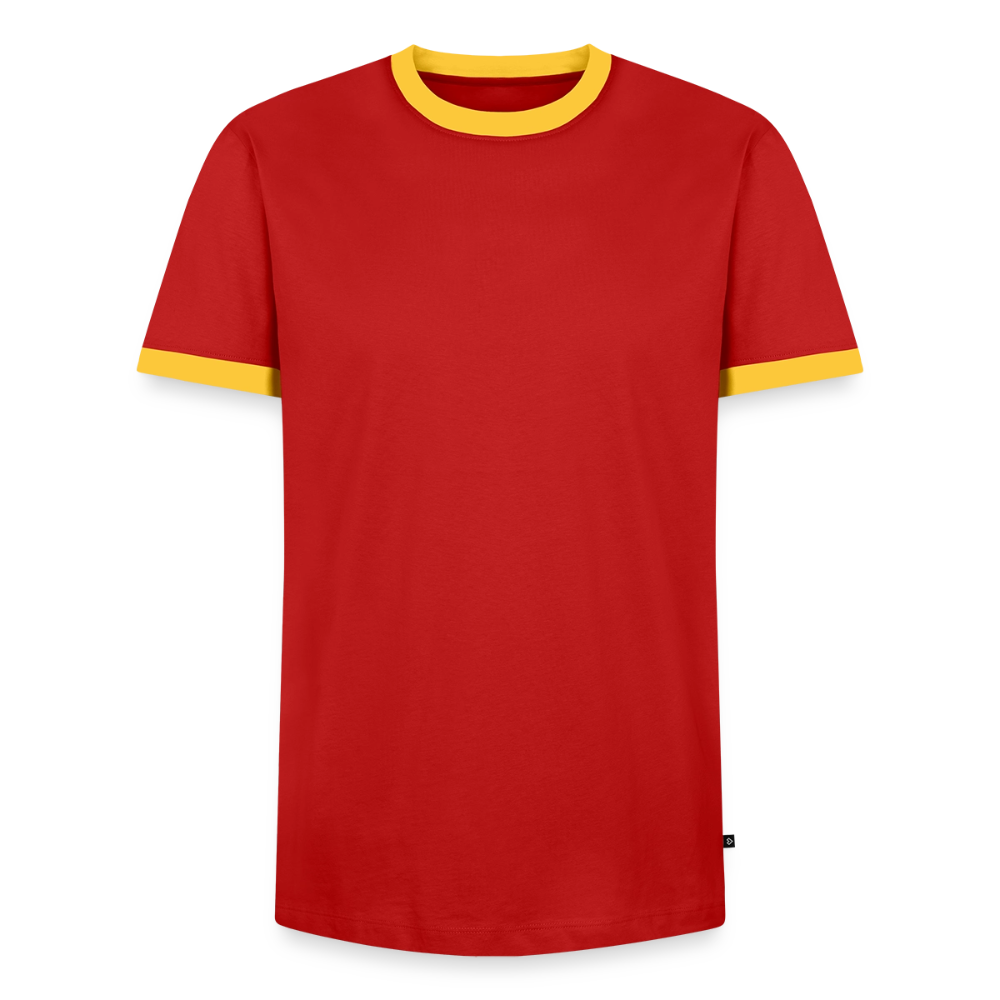 Männer Kontrast-T-Shirt - personalisierbare Vorder- und Rückseite - Rot/Gelb 