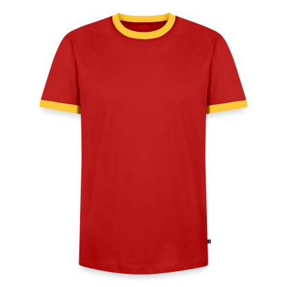 Männer Kontrast-T-Shirt - personalisierbare Vorder- und Rückseite - Rot/Gelb 
