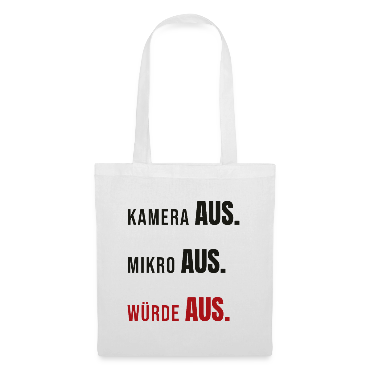 Kamera aus, Würde aus Stoffbeutel, Farbe Weiß