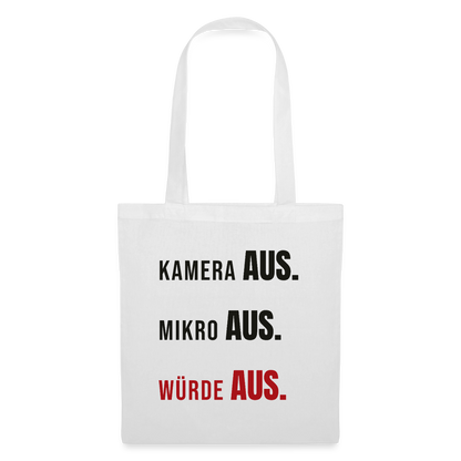 Kamera aus, Würde aus Stoffbeutel, Farbe Weiß