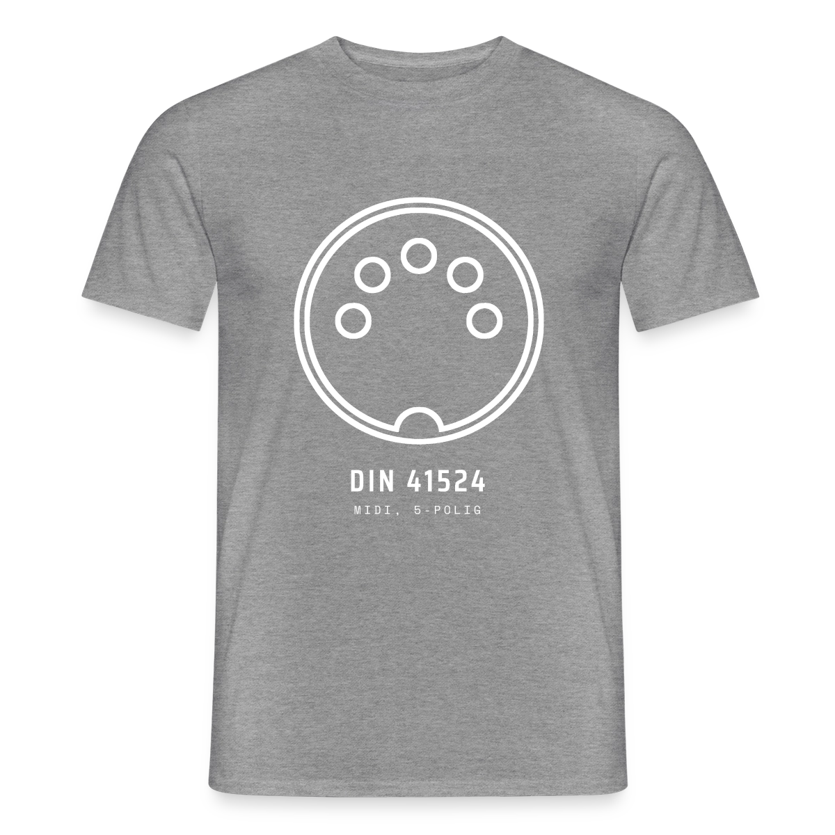 "DIN 41524, MIDI 5-polig" Motiv-T-Shirt für Männer, Farbe Graphit meliert
