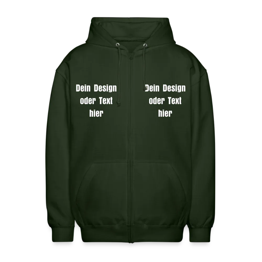 Unisex Kapuzenjacke - personalisierbare Vorder- und Rückseite - Forstgrün 