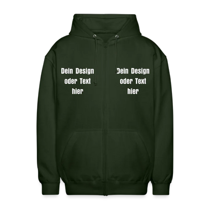 Unisex Kapuzenjacke - personalisierbare Vorder- und Rückseite - Forstgrün 
