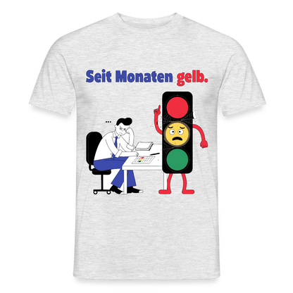 "Seit Monaten gelb. Ampel-Motiv" Motiv-T-Shirt für Männer, Farbe Grau meliert