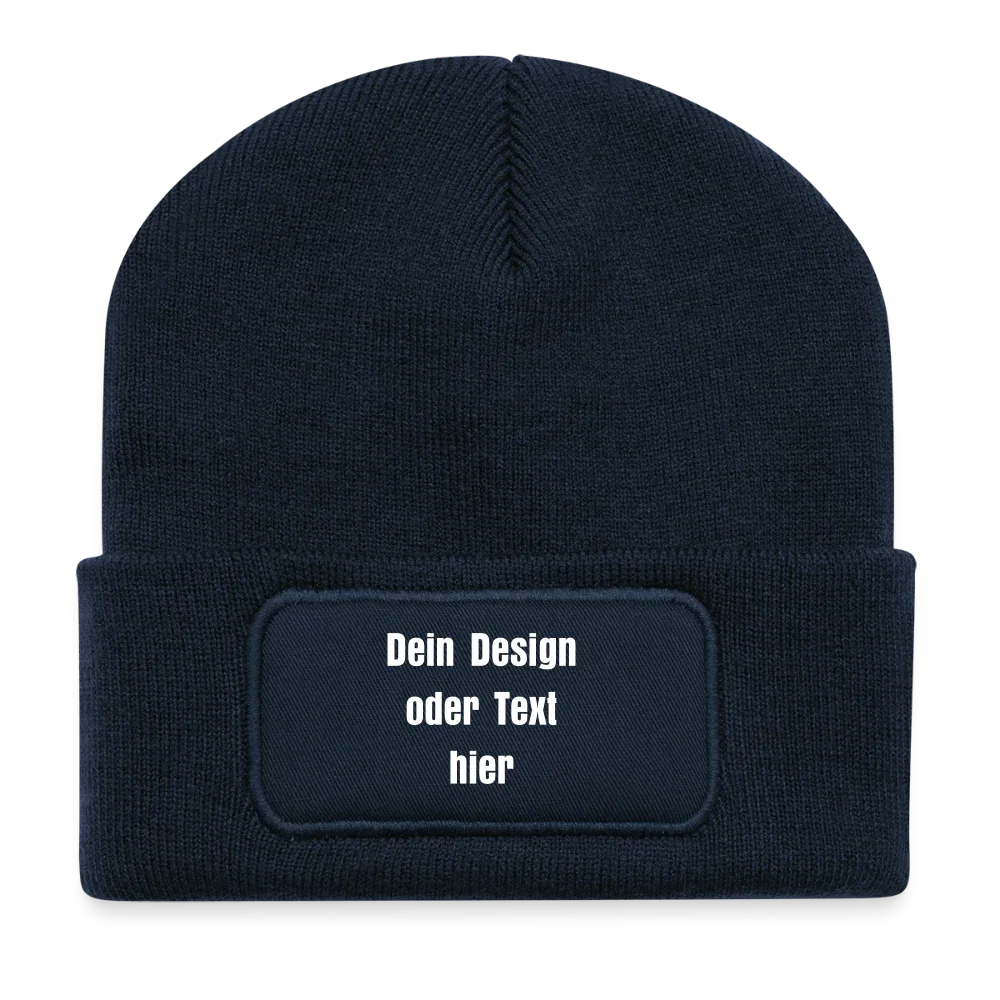 Recycelte Patch Beanie - personalisierbar - French Navy