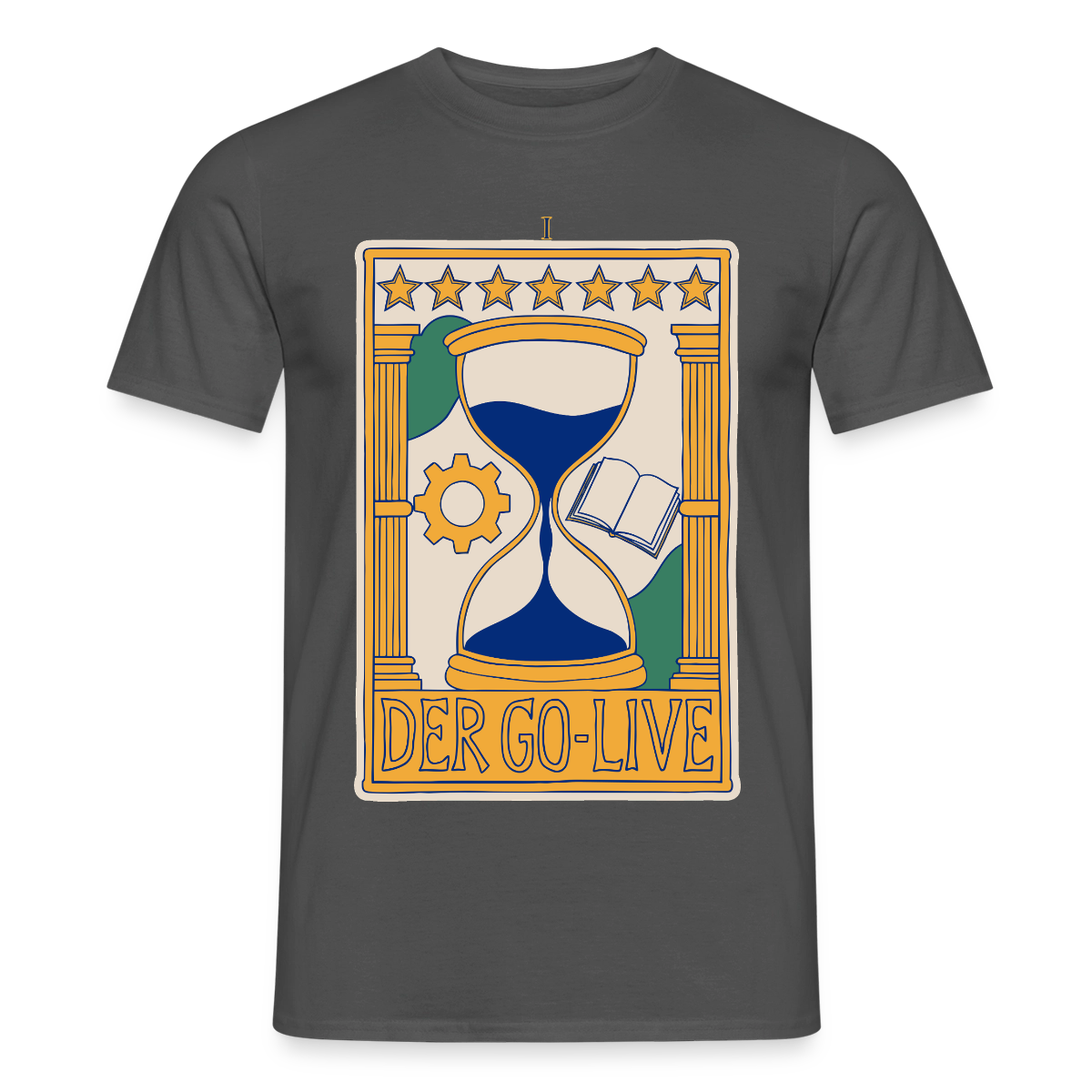 Der Go-Live. Tarot-Motiv Motiv-T-Shirt für Männer, Farbe Anthrazit