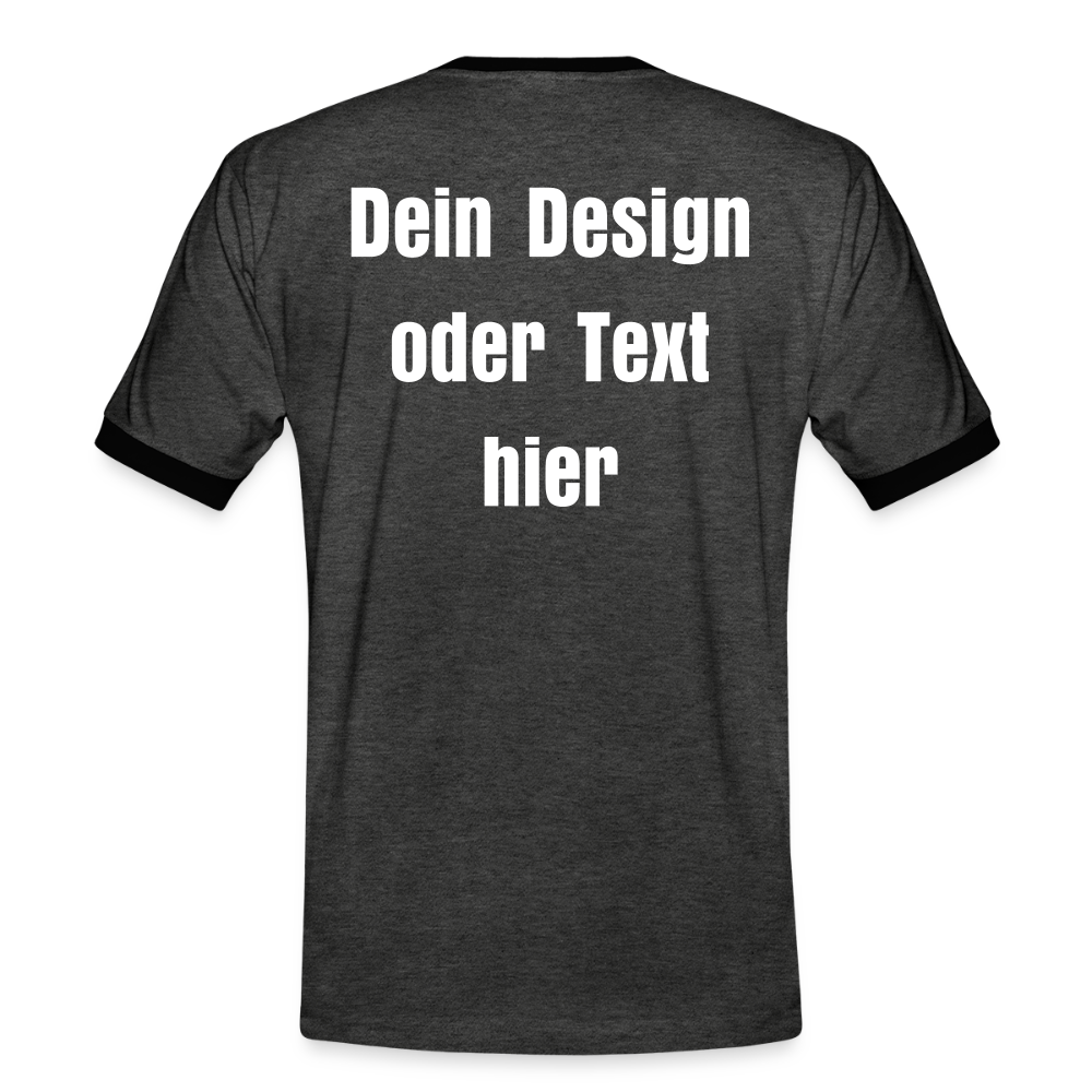 Männer Kontrast-T-Shirt - personalisierbare Vorder- und Rückseite - Anthrazit/Schwarz