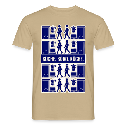 Küche. Büro. Küche. Motiv-T-Shirt für Männer, Farbe Sandbeige