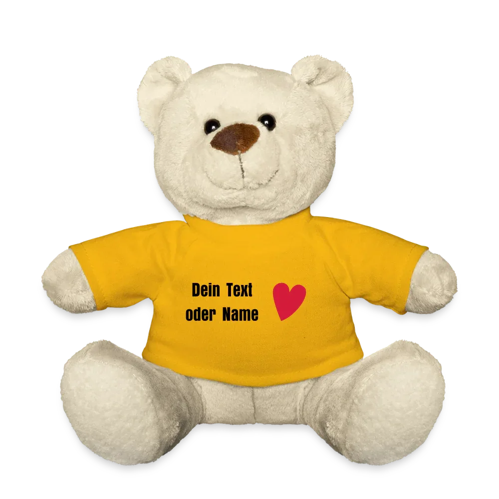 Teddy "Valentine" - personalisierbarer Text oder Name - Sonnengelb