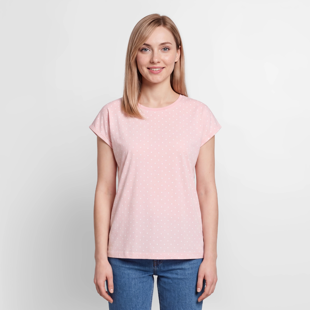 All-over-Print Frauen Premium Organic T-Shirt - Rosa/Weiße Punkte