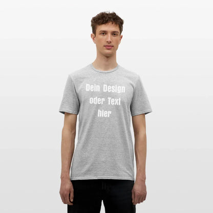 Männer T-Shirt - personalisierbare Vorder- und Rückseite - Grau meliert