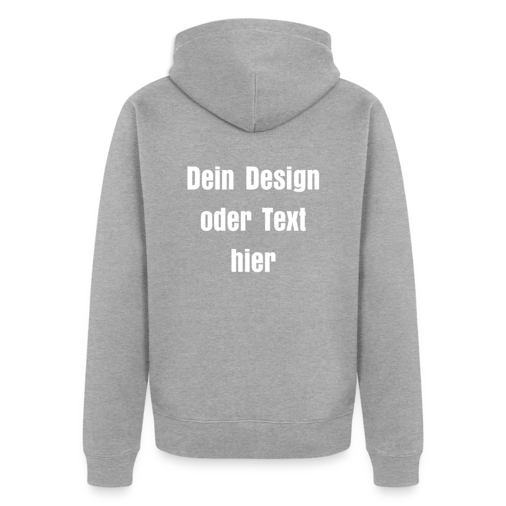 Männer Premium Kapuzenjacke - personalisierbare Vorder- und Rückseite - Grau meliert