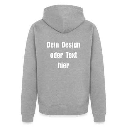 Männer Premium Kapuzenjacke - personalisierbare Vorder- und Rückseite - Grau meliert