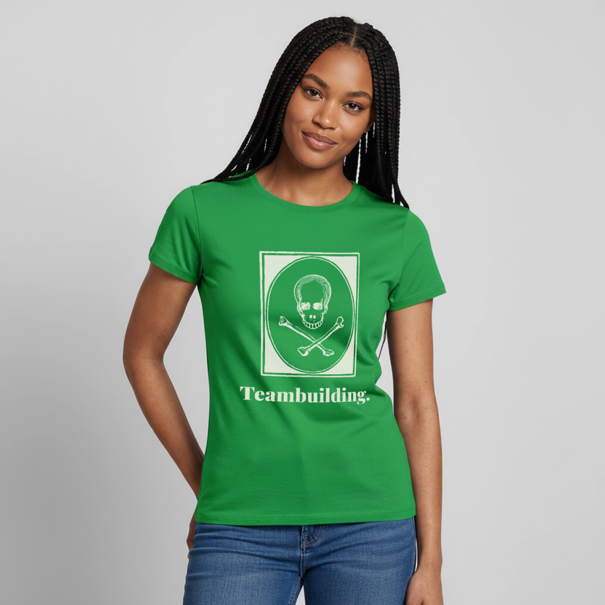 "Teambuilding." Motiv-T-Shirt für Frauen, Farbe Kelly Green