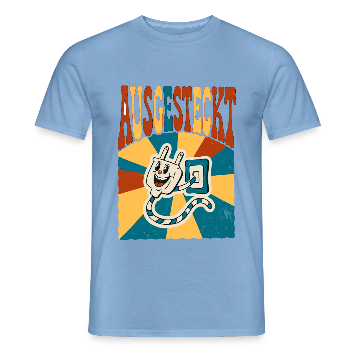 "Ausgesteckt. Midcentury-Motiv" Motiv-T-Shirt für Männer, Farbe Carolina Blue