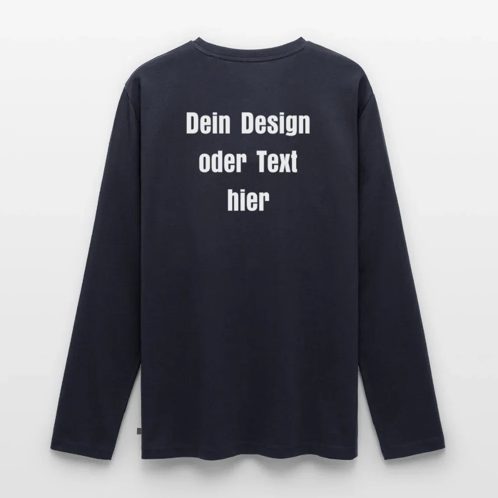 Männer Premium Bio Langarmshirt - personalisierbare Vorder- und Rückseite - Navy