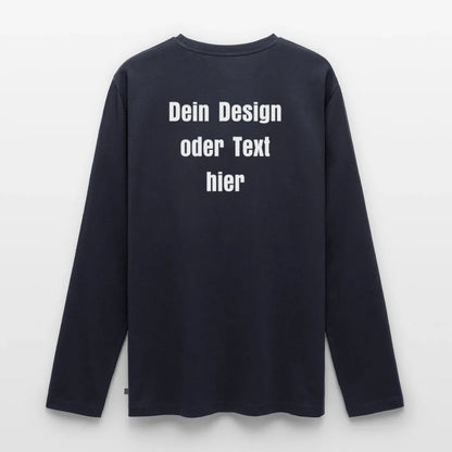 Männer Premium Bio Langarmshirt - personalisierbare Vorder- und Rückseite - Navy