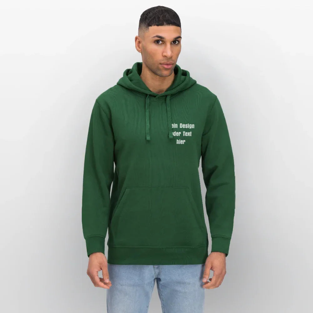 Stanley/Stella Unisex Bio-Hoodie DRUMMER - personalisierbare Vorder- und Rückseite - Flaschengrün