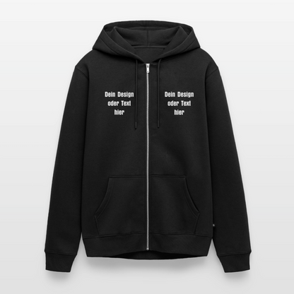 Männer Premium Kapuzenjacke - personalisierbare Vorder- und Rückseite - Schwarz