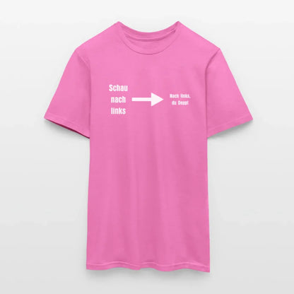 "Schau nach links" Motiv-T-Shirt für Männer - Pink