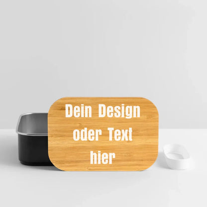 Lunch Box mit Bambusdeckel - personalisierbar - Schwarz