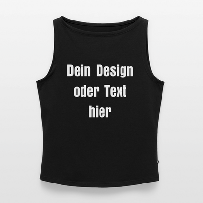Frauen Tank Top mit U-Boot-Ausschnitt - personalisierbar - Schwarz