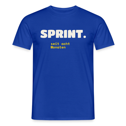 Sprint. Seit acht Monaten. Motiv-T-Shirt für Männer, Farbe Dunkelblau