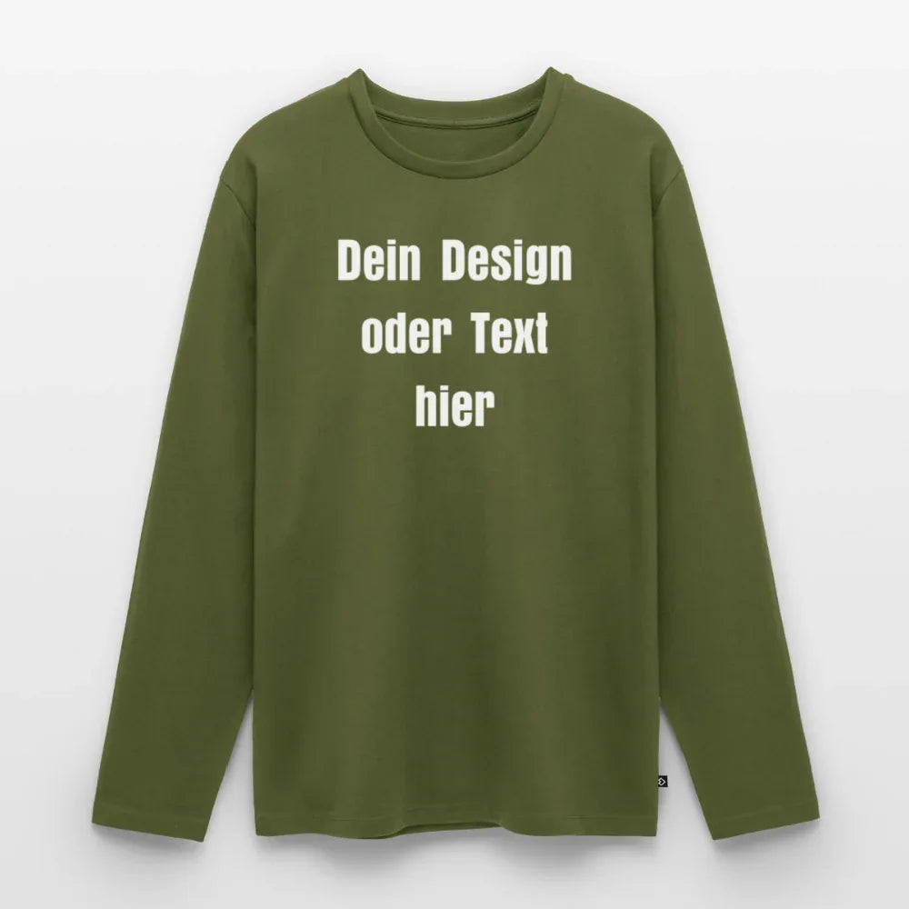 Männer Premium Bio Langarmshirt - personalisierbare Vorder- und Rückseite - Khaki