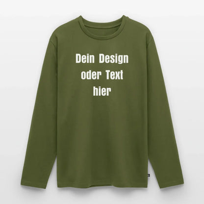 Männer Premium Bio Langarmshirt - personalisierbare Vorder- und Rückseite - Khaki