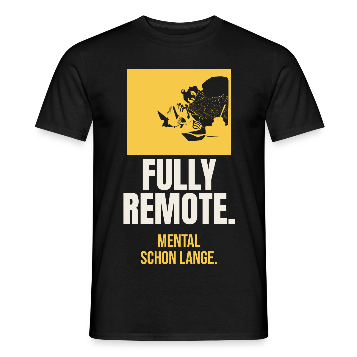 Fully remote Motiv-T-Shirt für Männer, Farbe Schwarz