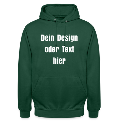 Unisex Hoodie - personalisierbare Vorder- und Rückseite - Flaschengrün