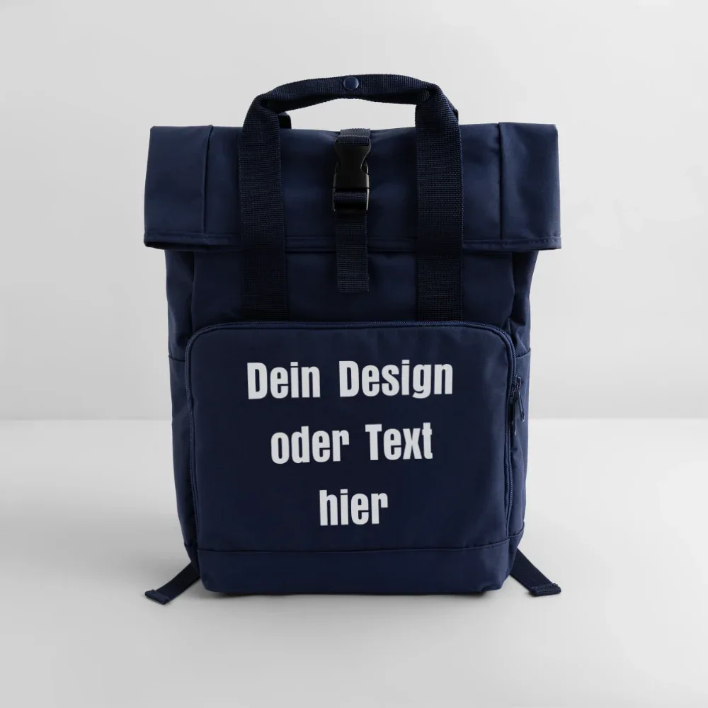 Rolltop Rucksack mit zwei Griffen - personalisierbar - Navy