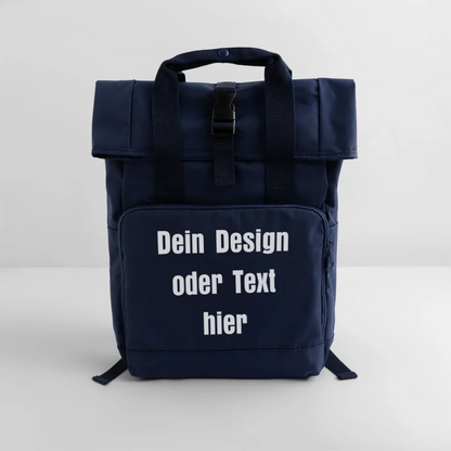 Rolltop Rucksack mit zwei Griffen - personalisierbar - Navy