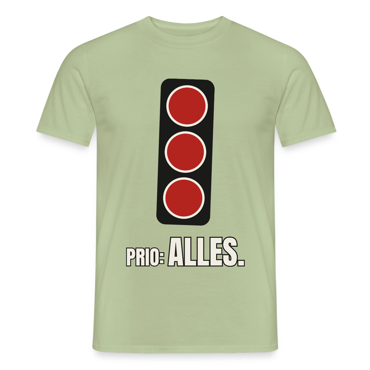 "Prio: alles." Motiv-T-Shirt für Männer, Farbe Sage
