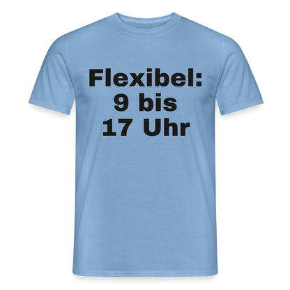 "Flexibel: 9 bis 17 Uhr" Motiv-T-Shirt für Männer, Farbe Carolina Blue