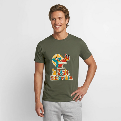 "In Rente. Nicht erreichbar. Midcentury-Motiv" Motiv-T-Shirt für Männer, Farbe Militärgrün