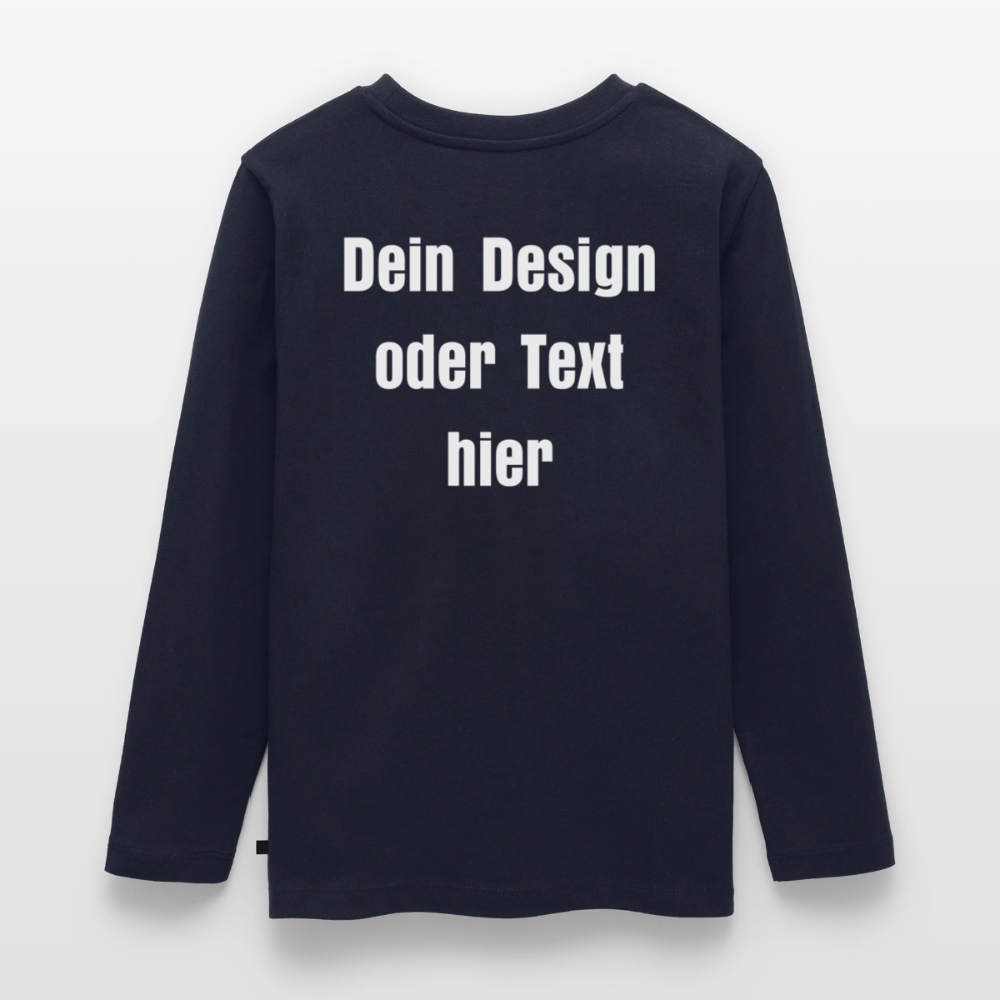 Teenager Premium Langarmshirt - personalisierbare Vorder- und Rückseite - Navy